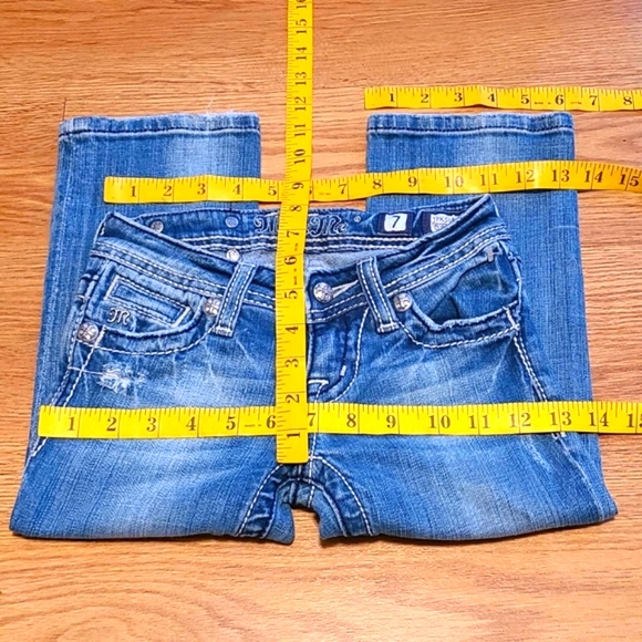 MISS ME VINTAGE JEANS KIDS 7x15 CUFFED CAPRI FADED, DISTRESSED GIRLS DENIM - Picture 5 of 8